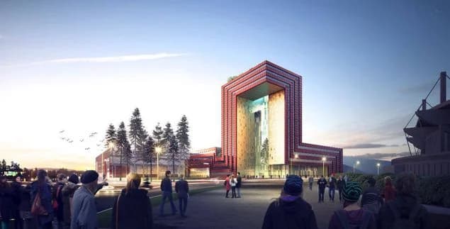 Projekt med modern byggnad